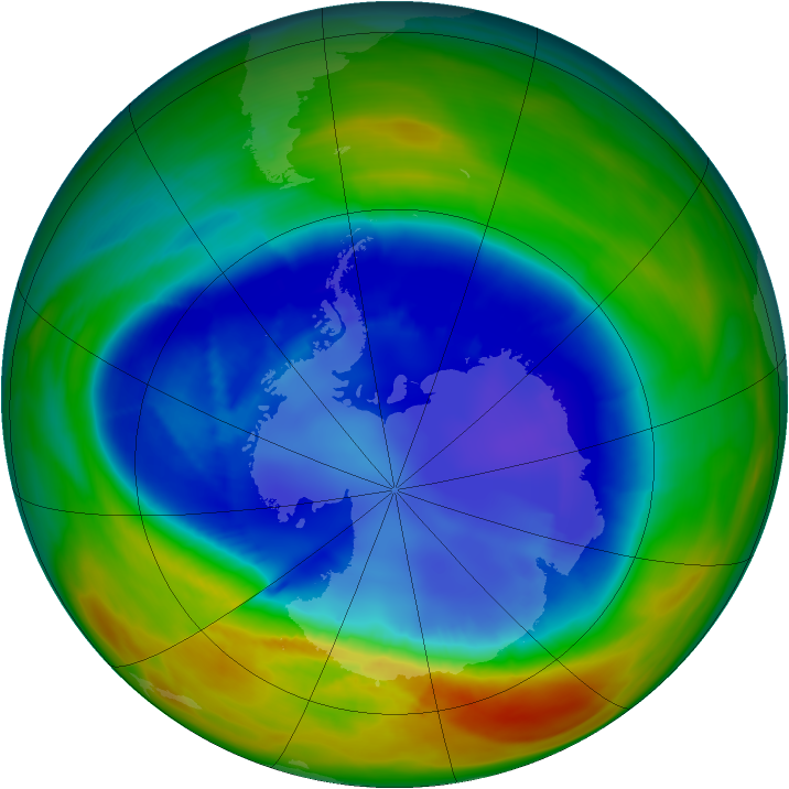 Antarctic ozone map for 28 August 2007